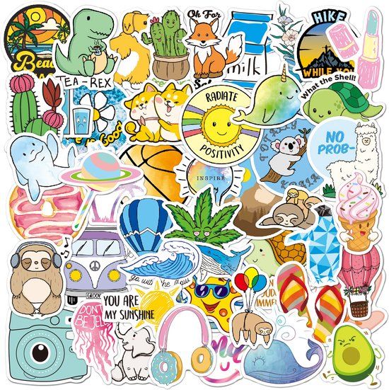 Rainbecom Skate Stickers - 50 Pcs - VSCO Aesthetic Stickers - Waterproof - Anti-Sun - Agenda - Decorate Your Stuff