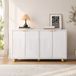 OKWISH Dressoir - 4 Deuren - Verstelbare Planken - Woonkamer Eetkamer Hal - MDF Wit Met Gouden Handgrepen - 120x35x71,5 cm