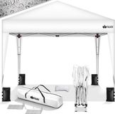 tillvex Paviljoen, 3 x 3 m, waterdicht, pop-upvouwtent, in hoogte verstelbaar, tuintent, uv-bescherming 50+, partytent met tas (wit)
