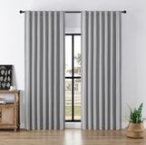 Joydeco Verduisterende verduisterende gordijnen van imitatielinnen voor slaapkamer, lichtgrijs, 100% verduisterende gordijnen 228,6 cm lang, effen thermisch geïsoleerde raamgordijnen, luxe decoratie