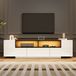 MODFU - Tv-meubel - Led-verlichting en lade - Modern - Woonkamer - Spaanplaat - Wit - 180 x 40 x 48 cm