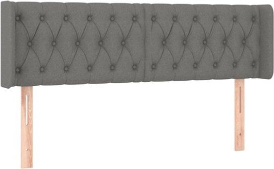 vidaXL Hoofdbord met randen 163x16x78/88 cm stof donkergrijs