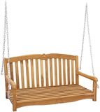 vidaXL Schommelbank met schelpvorm 114 x 60 x 60,5 cm Massief Teakhout Bruin