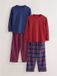 Next - Jongens - Set van 2 geweven geruite pyjama's met lange mouwen - Rood