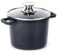 Casserole avec couvercle en verre - Modèle haut GRANDE - 2 litres - Alliage d'aluminium - Convient pour plaques de cuisson à gaz et à induction - Noir