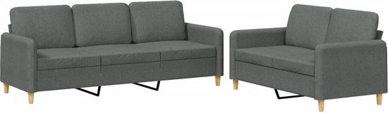 vidaXL 2-delige Loungeset met kussens stof donkergrijs