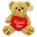 Heunec Valentijn I Love You knuffel beertje - zachte pluche - rood hartje - cadeau - 25 cm - lichtbruin