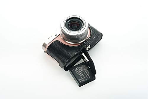 TP Original Handgemaakte Echt Lederen Half Camera Hoesje Cover voor Panasonic GF10 - Zwart