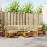 vidaXL Acacia Hout Hoek Loungeset Natuurlijk en Beige 7-zits