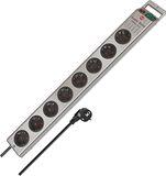 Brennenstuhl Super-Solid, Stekkerdoos 8-voudig (Stekkerblok 2,5m kabel en schakelaar - van onbreekbaar polycarbonaat) zwart/zilver
