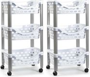 Plasticforte keukentrolley - 2x stuks - 3 laags - kunststof - wit - 40 x 65 cm - opslag rekjes
