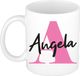 Bellatio Decorations Naam mok Angela - roze - wit - keramiek - 300 ml - cadeau beker