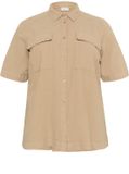 KAFFE CURVE Chemise pour femme Nana Liah Manches longues Coton Sable Classique Taille 48