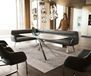 Taya-Flex Banc de salle à manger 285x190 cm microfibre anthracite vintage châssis à patins plat acier inoxydable ressort ensaché liens