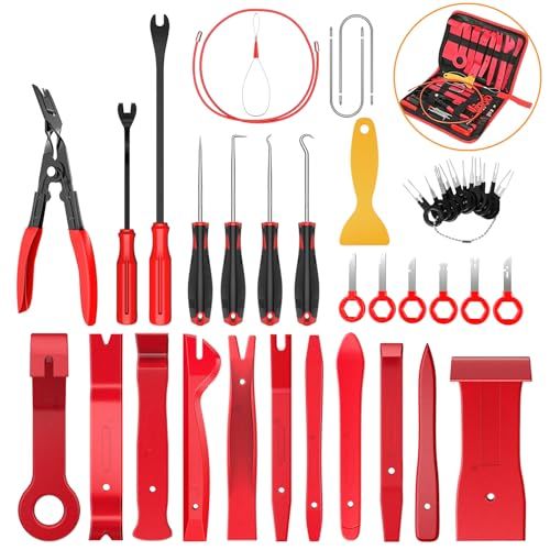 GOOACC 40 stuks Trim Removal Tool, Auto Terminal Removal Key Tool, Auto Clip Tang Stereo Removal Tools, Auto Bekleding Reparatie Removal Kit, Precisie Haak en Pick Set, Bedrading Threader, Auto Film