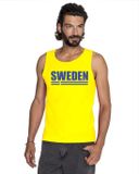 Bellatio Decorations Geel Sweden supporter mouwloos shirt heren - Zweden singlet shirt/ tanktop L