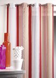 HomeMaison HM69321981 gordijn van ethanol, met langsstrepen, polyester, 140 x 260 cm, baksteenrood