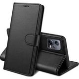 Phonillico® Hoesje voor Xiaomi Redmi Note 12 5G - Zwart Portemonnee Flap Magnetische Flap Card Storage