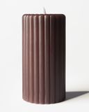 HEMA Bougie pilier LED Ø 7,5 x 15 cm côtelée marron foncé