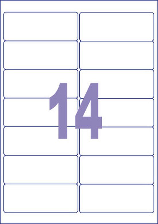 Kangaro K-9938 Universal Self-Adhesive Labels - 99.1x38.1mm - 100 Sheets - 14 Stickers per Sheet