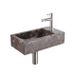 Saniclass Fuente lavabo – rectangulaire – 40x22x10 cm – pierre naturelle anthracite – robinetterie inox brossé