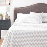 Sweet Home Collection Luxe beddengoed set met plat, hoeslaken, 2 kussenslopen, polyester, Chevron grijs, koningin