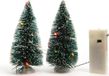 Lumineo Kaemingk B.V. Kerstdorp onderdelen - 2x miniatuur kerstbomen - 15 cm - gekleurde LED verlichting - polyresin - Verlichte boompjes