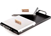 La Planchetta® Plancha Argentine 2 Brûleurs avec Couvercles – 48 cm – Fer Laminé à Chaud – Sans PFAS – Induction, Gaz, Four & Feu Ouvert