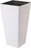 Form Plastic Plantenpot/bloempot Sahara Dunes - kunststof - wit - D35 x H64 cm - met binnenpot