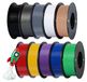 PETG filament, 1,75 mm, 10 bobines de 1 kg, tolérance ±0,02 mm, pack multicolore