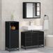 Maison Exclusive - Ensemble d'accessoires de salle de bain, 3 pièces, noir, aspect chêne, 80 x 33 x 60 cm