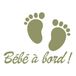 Ambiance Sticker Autosticker voor baby's, ramen, met rand, zelfklevend, met kleine babyvoeten, olijfgroen, H 20 x B 15 cm