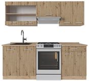 Vicco R-Line Complete keukeneenheid – 200 cm zonder werkblad Artisanaal eiken/Goudkraft eiken