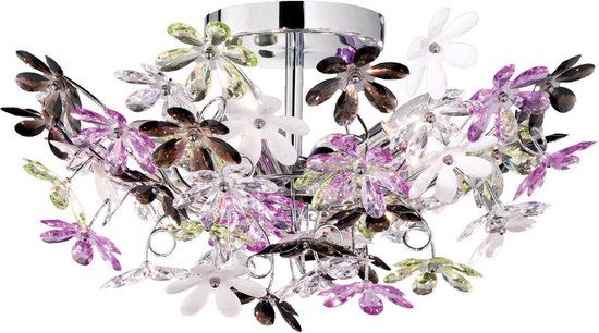 BES LED Trion Flowy LED Plafondlamp - 4-lichts - E14 - Rond - Chroom - 51cm