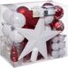Feeric lights & Christmas Feeric Christmas Kerstballen - 43x st - incl. ster piek - rood/wit - 3-6 cm - kunststof - kerstversiering