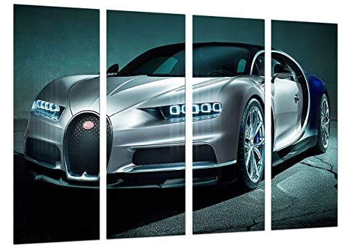 Cuadros Camara Moderne fotolijst, sportauto, Bugatti Chiron, wit en blauw, 131 x 62 cm, Ref. 27239