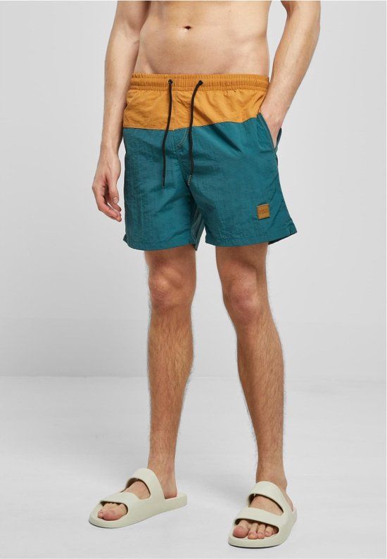 Urban Classics Block Zwemshorts - Blauw/Bruin - XS - Heren