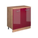Vicco Uitbreidingskast Rion, Rode hoogglans/Goudkleurig Eiken, 80 x 46 cm