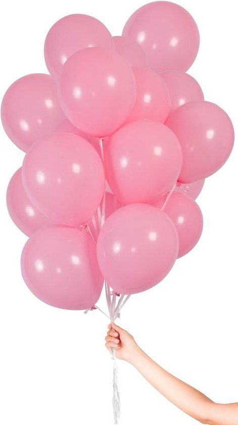Folat - Lichtroze Ballonnen met Lint 23cm - 30 stuks