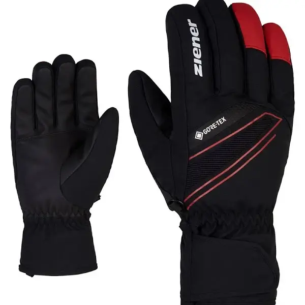 Ziener Gunar GTX Alpine Skiing Gloves, zwart/rood