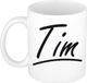 Bellatio Decorations Tim Naam koffiemok - beker - met sierlijke letters - wit