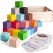 Ulanik Petit jouet de développement en bois avec 40 cubes et cartes colorées