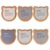 Victionary Cat Decoratieve tegels, 13 x 13 cm, van keramiek en bamboe, 6 stuks