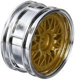 Tamiya 300050548 - velgen Porsche Taisan, 26 mm, 2 stuks, chroom/goud
