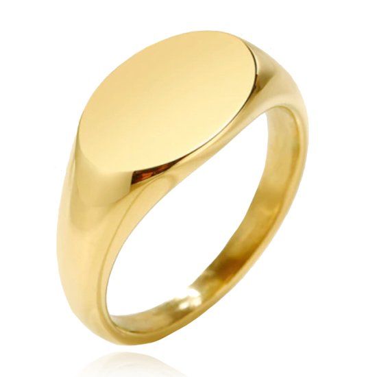 Cilla Jewels Lookinggoodtoday Goudkleurige Ovale Dames Zegelring van Edelstaal Verguld-19mm