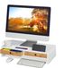 Shenzhen Haorui Industrial Technology Co., Ltd. Support de moniteur avec 2 tiroirs - 12 x 56 x 27 cm - bambou et MDF - blanc/naturel