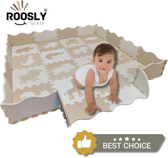 Roosly Speelmat Baby - Foam Vloerpuzzel 145 x 145 cm - Beige