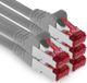 1aTTack.de - 5x 0,5m CAT6 patchkabel S/FTP PIMF afscherming CAT.6 RJ45 netwerkkabel Ethernet kabel DSL LAN router switch modem patchpaneel - grijs - 5 stuks