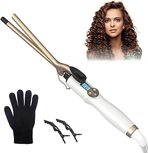 AIMERVO 9MM Krultang Kleine Krulletjes, 3/8 Inch Dunne Tang Afro Krullen, Toermalijn Keramiek Coating, Erstelbare Temperatuur 110-210? voor alle Haartypes, Schakelt automatisch uit na 60min, Incl. Handschoen