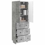 vidaXL Kast - Set - 2 - st - Betongrijs - Bewerkt - hout